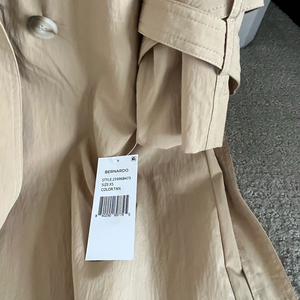 NWT Bernardo Tan Trench Coat xs crsip khaki color - Picture 7 of 10